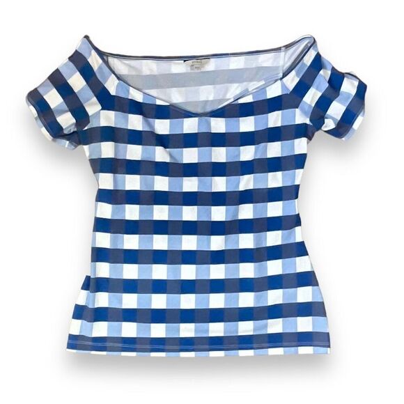 Guess Gingham Cut Out Top Sz L - Picture 3 of 9